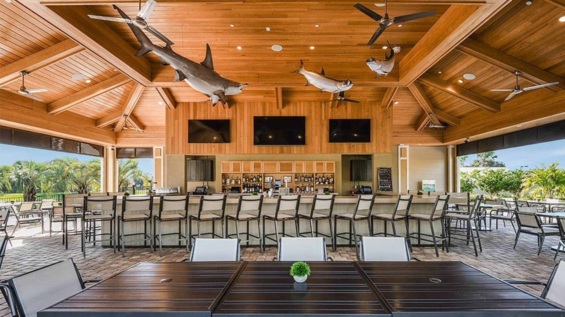 The waterfront Bahama Bar at Esplanade Lake Club