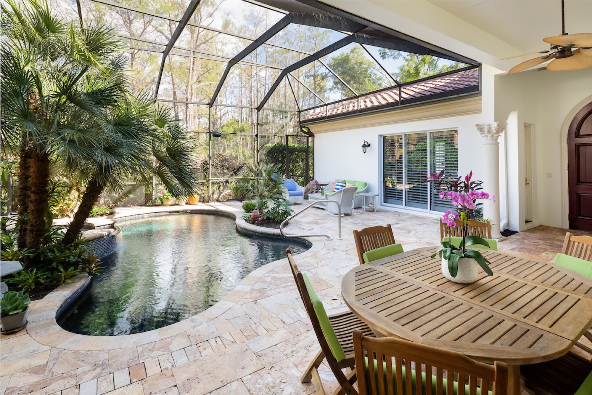 Private courtyard pool at a Naples luxury villa